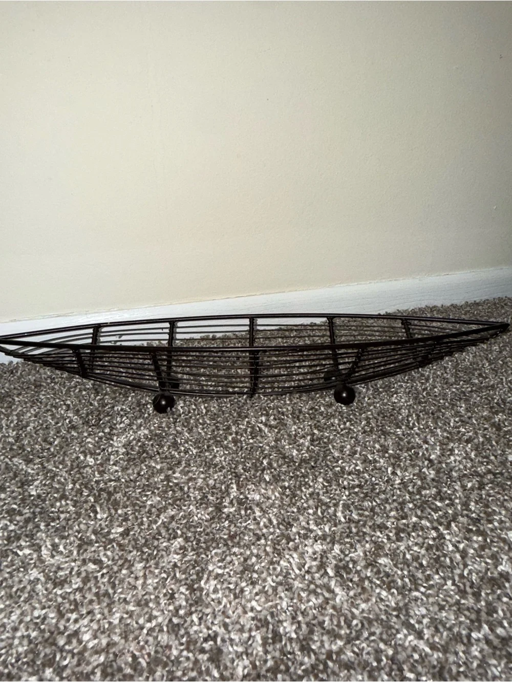 Black metal wire canoe shape basket decoration